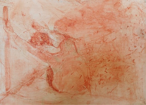 Per Mølgaard: Staying II. Watercolor on canvas, 24x33 cm, 2015
