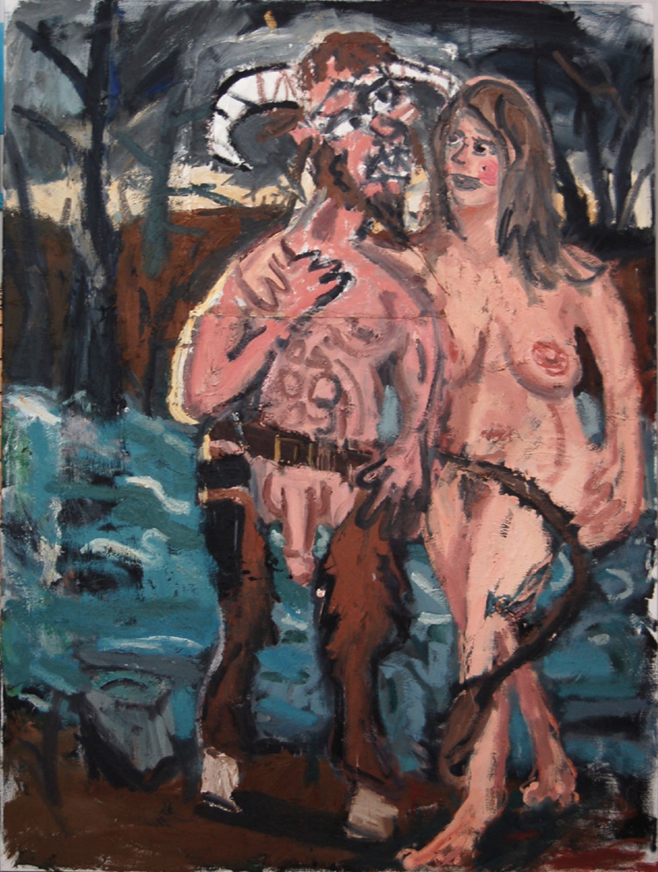 Dan Schein: Faun Succumbs To Seduction. Oil on canvas, 200x150 cm, 2015