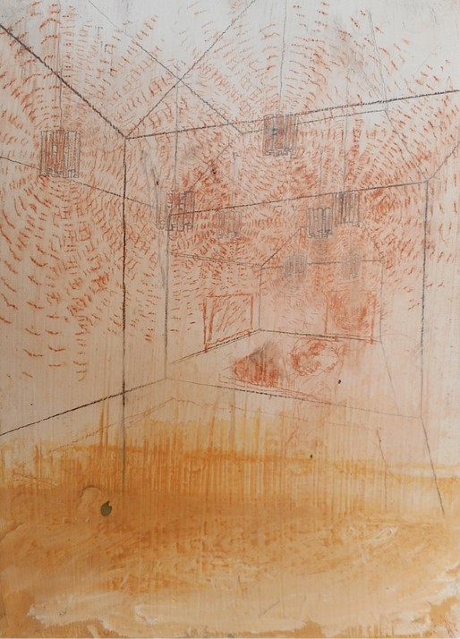 Per Mølgaard: The Lights. Oil and watercolor on canvas. 33x24 cm, 2014