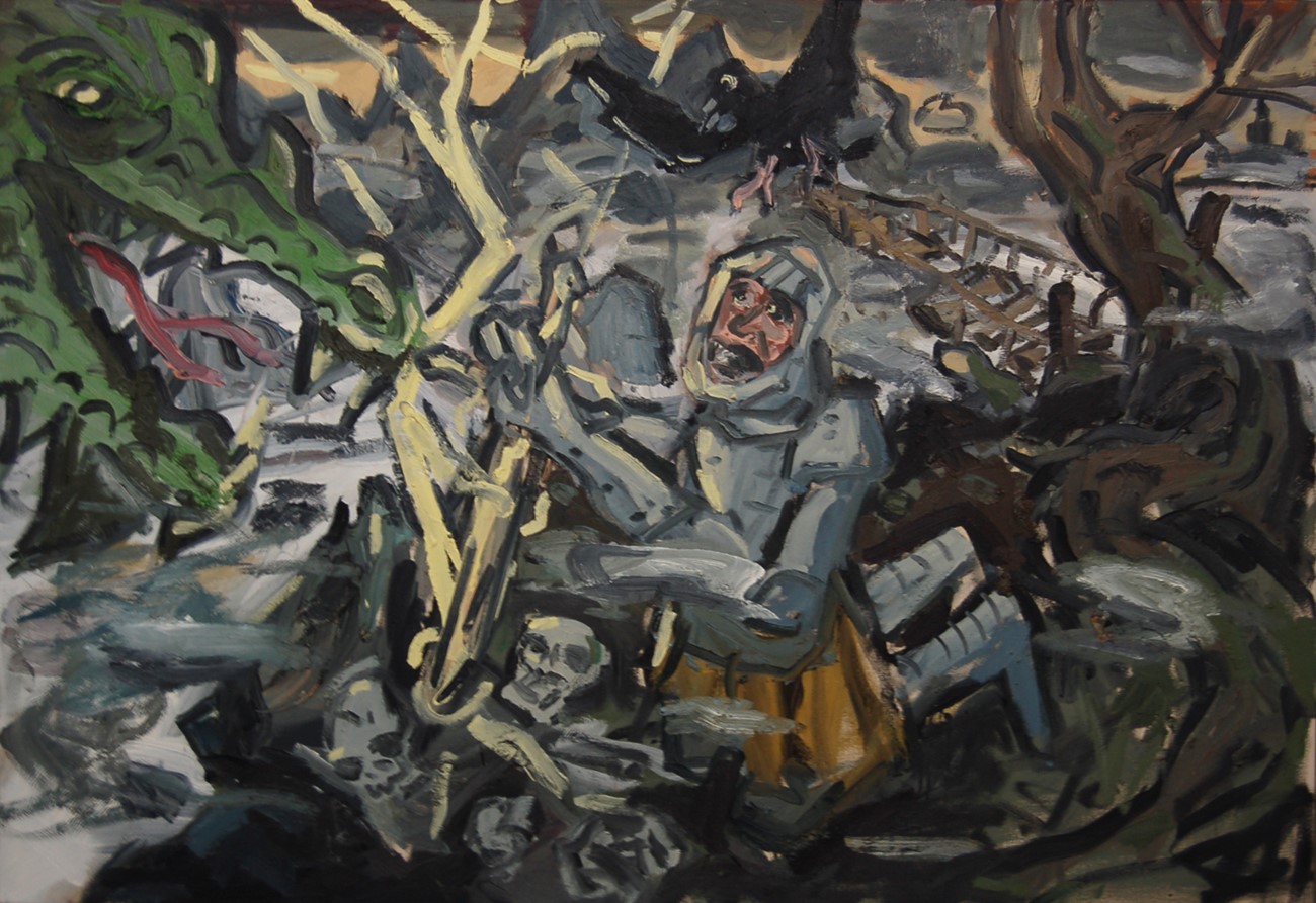 Dan Schein: Behold, Lightning Sword. Oil on canvas, 125x182 cm, 2014