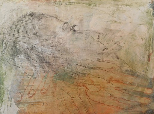 Per Mølgaard: Stay III. Watercolor on canvas. 24x33 cm, 2015