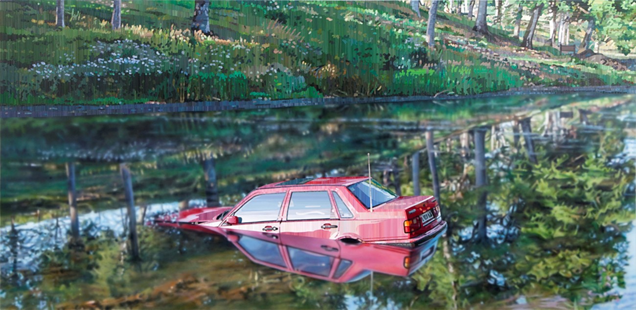 Allan Otte: Suppedas. Akryl på plade, 122 x 250 cm, 2014.