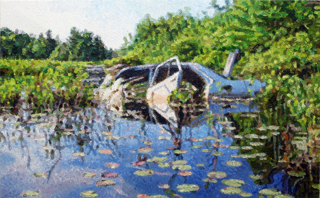 Allan Otte. Pletvis opløsning. 78,6 x 127,2 cm (1m2), akryl på plade, 2015