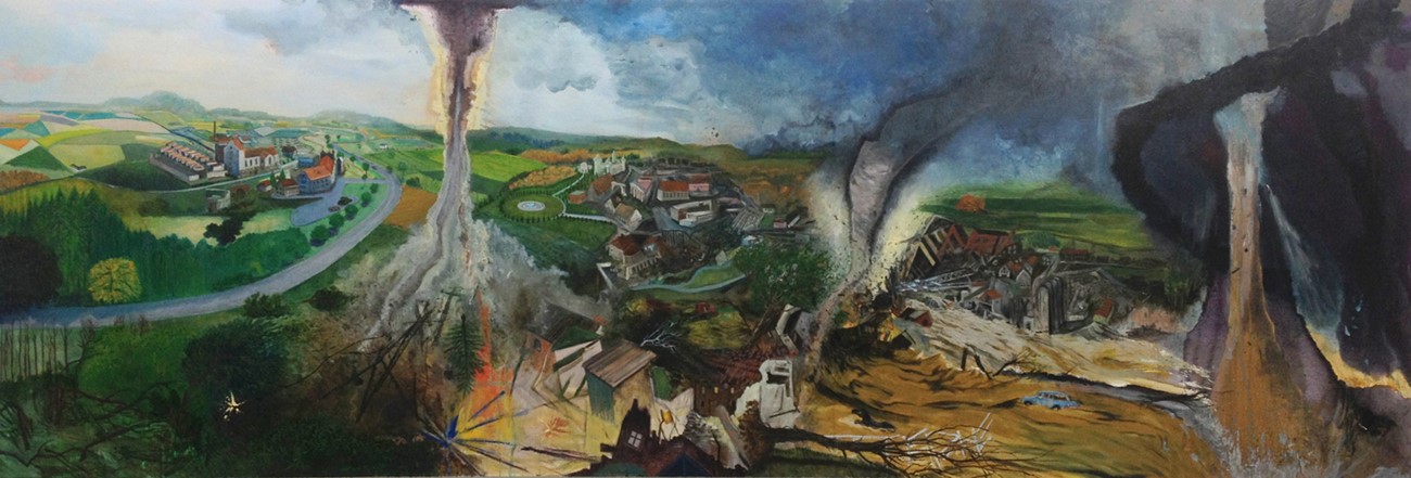 Søren Martinsen. Nutid. Olie på lærred, 120x350 cm, 2015