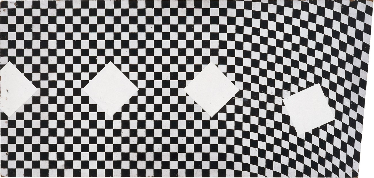 Peter Louis-Jensen: Untitled, 1960, Oil on masonite, 43 x 91/88 cm , Private collection.