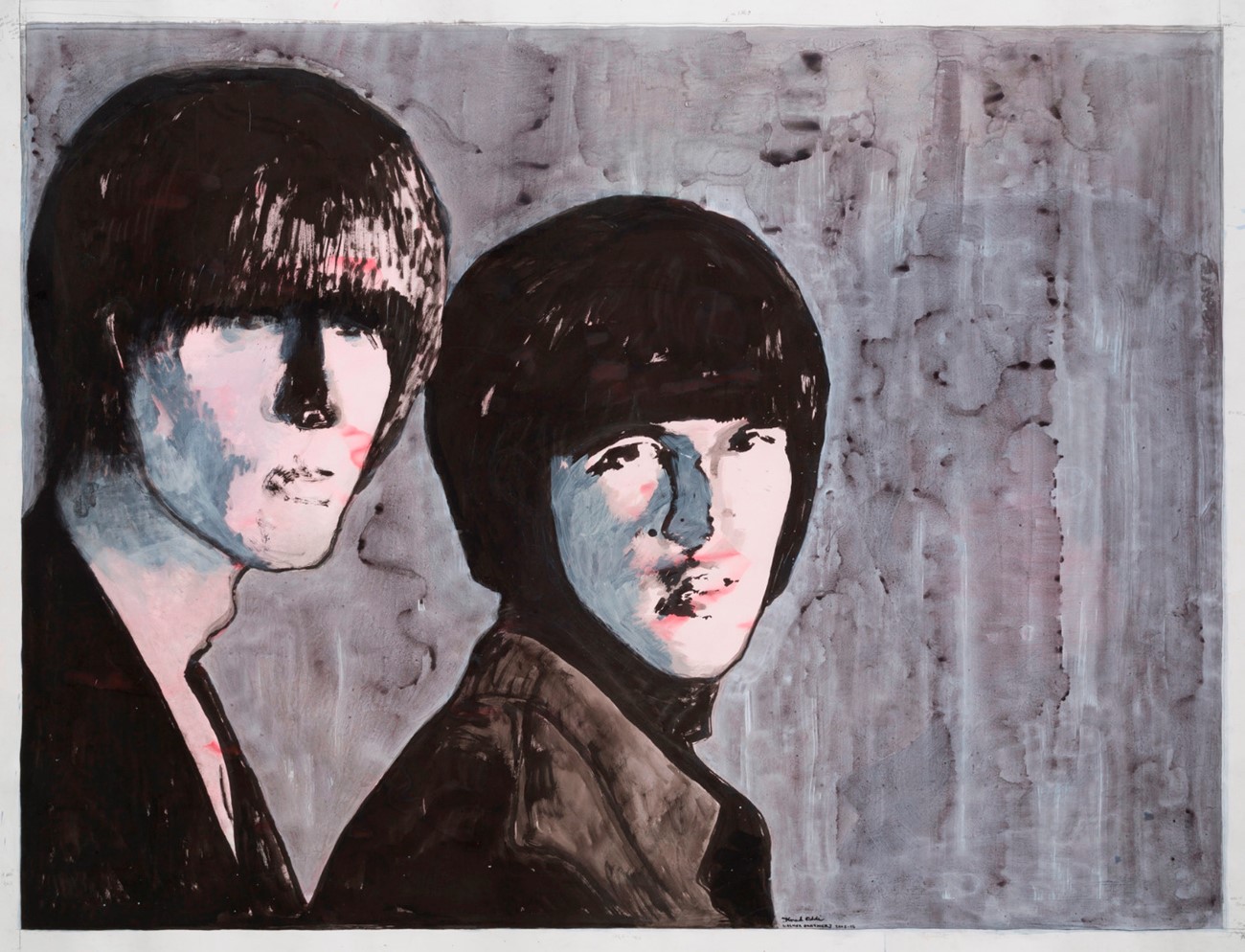 Knud Odde: The Walker Brothers, 2015, Ink and acrylic on paper mounted on canvas, 141 x 190 cm