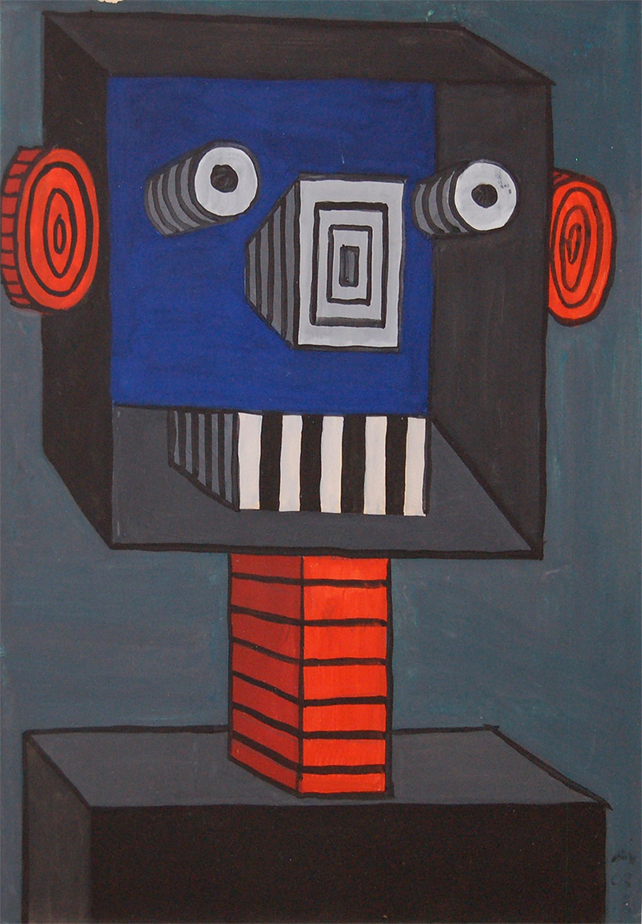 Albert Mertz : Kassemesteren, 1963, Gouache on paper, 30 x 20 cm