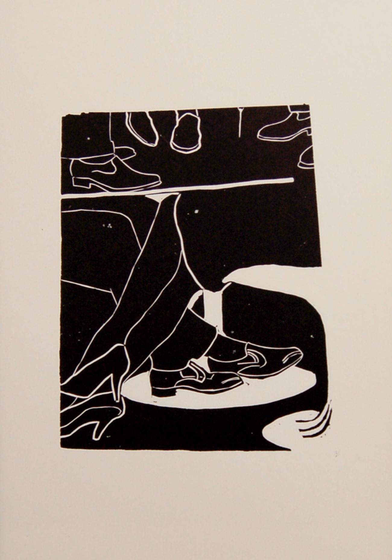Per Kirkeby: Untitled II - 1964-66 Figurer (part of a series of 25), 1966, Linocut, 45 x 30 cm