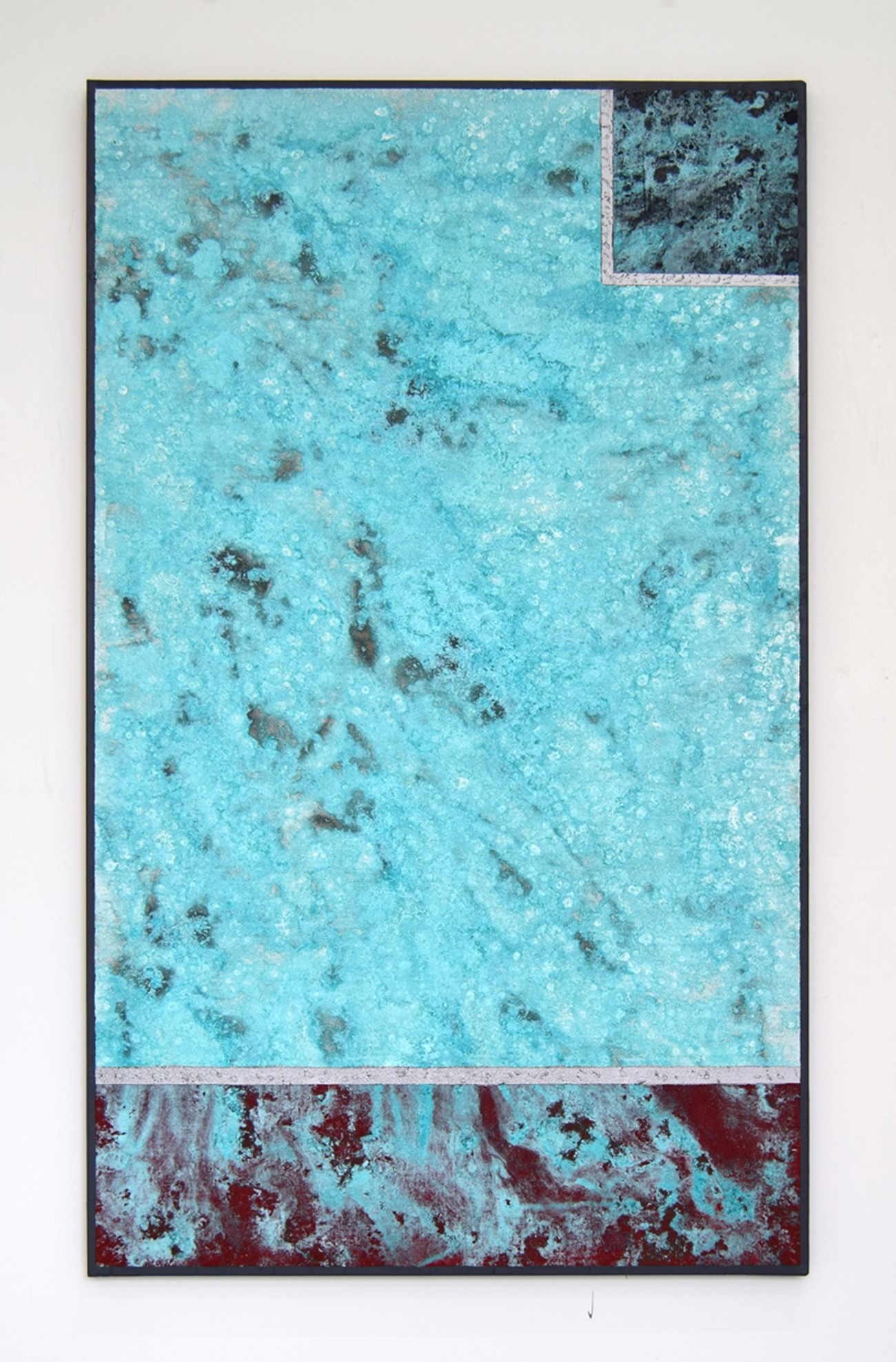 Untitled IV, 2015, Acid on canvas with metal-infused enamel and zinc/aluminium coating , 150 x 90 cm