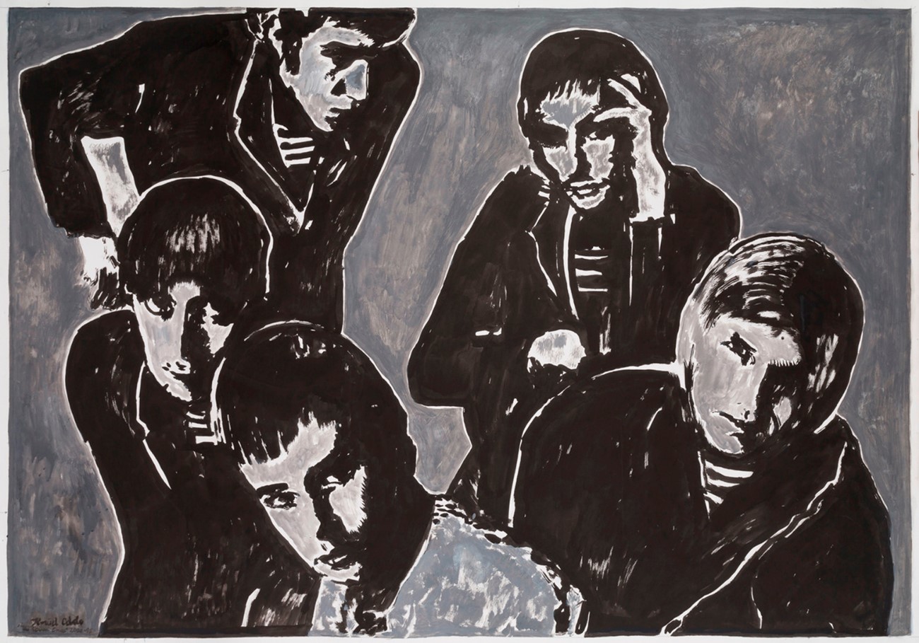Knud Odde: The Loved Ones, 2015, Ink and acrylic on paper mounted on canvas, 144 x 178 cm