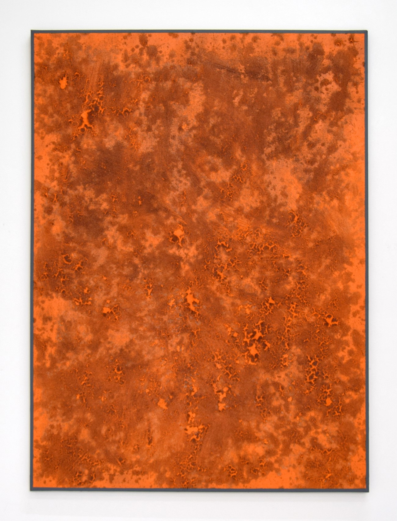 Untitled I, 2015, Acid on canvas with steel-infused ship varnish , 152 x 112 cm