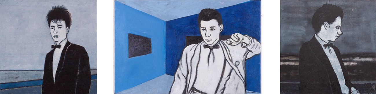 Knud Odde: James Chance Triptych: I James Chance (Pier), II James Chance (A. Mertz), III James Chance (seaside), 2015, Oil on canvas, (31 x 30) (31 x 45) (31 x 30) cm