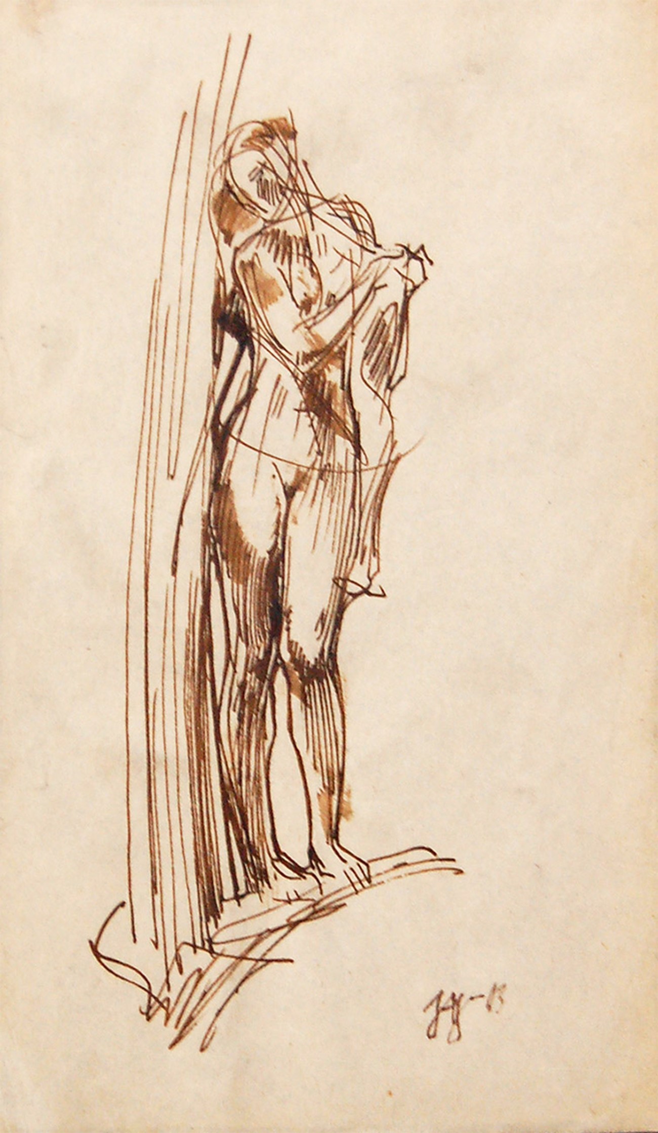 Jens Adolf Jerichau: Echo - Den græske skovnymphe, 1913, Ink on paper , 12 x 18 cm