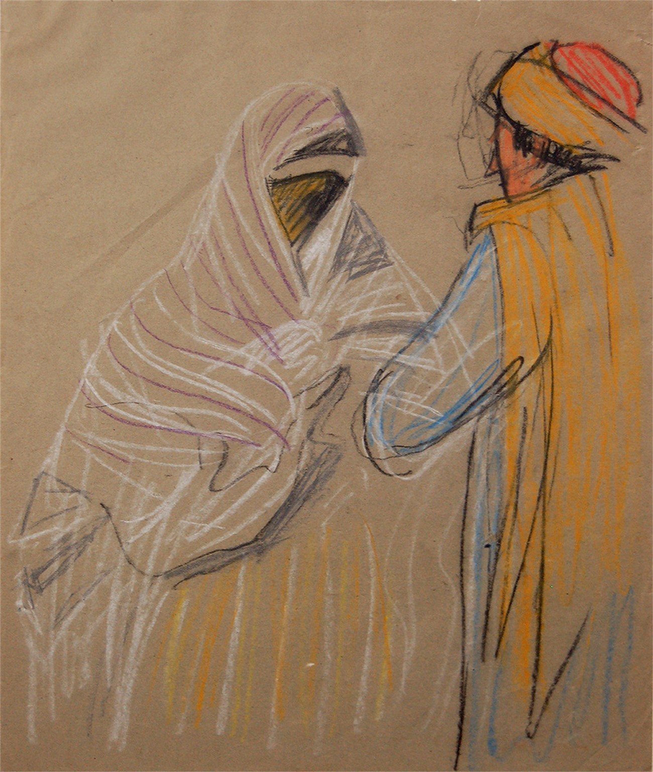 Jens Ferdinand Willumsen : Untitled (Unsign.), Oil pastel on paper , 38 x 32 cm