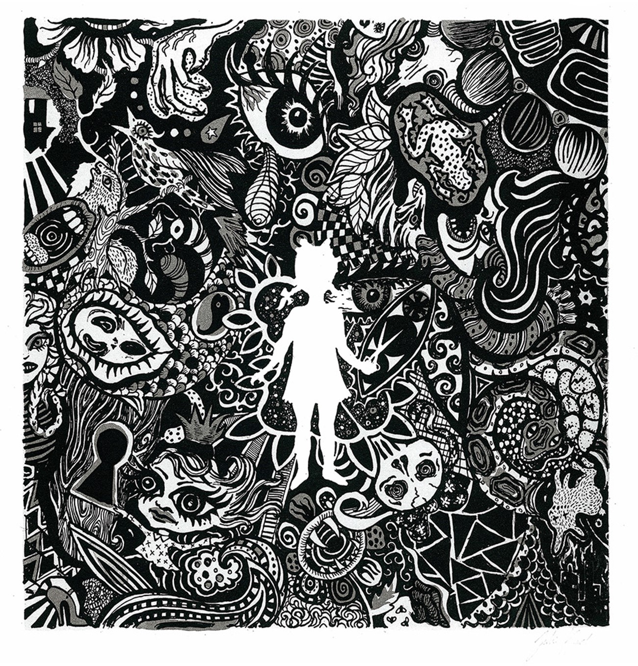 Cut Out, 2011, 34 x 35 cm, Original lithography printed at Edition Copenhagen, (Part of a series of 6)