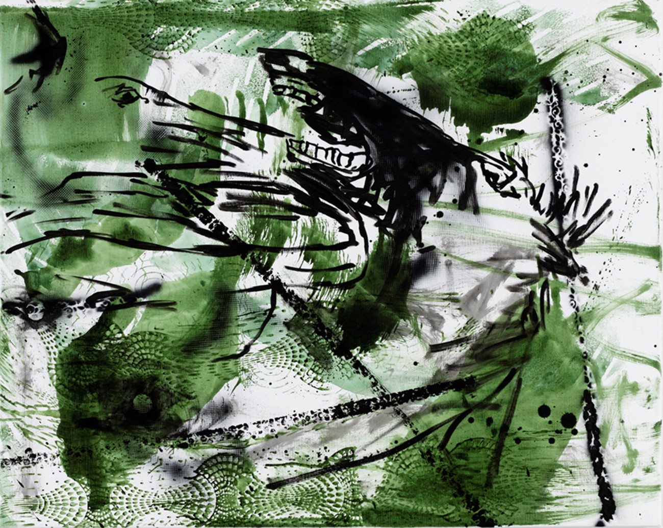Claus Carstensen: Horsefights #7, 2014, Acrylic and spray on canvas, 80 x 100 cm