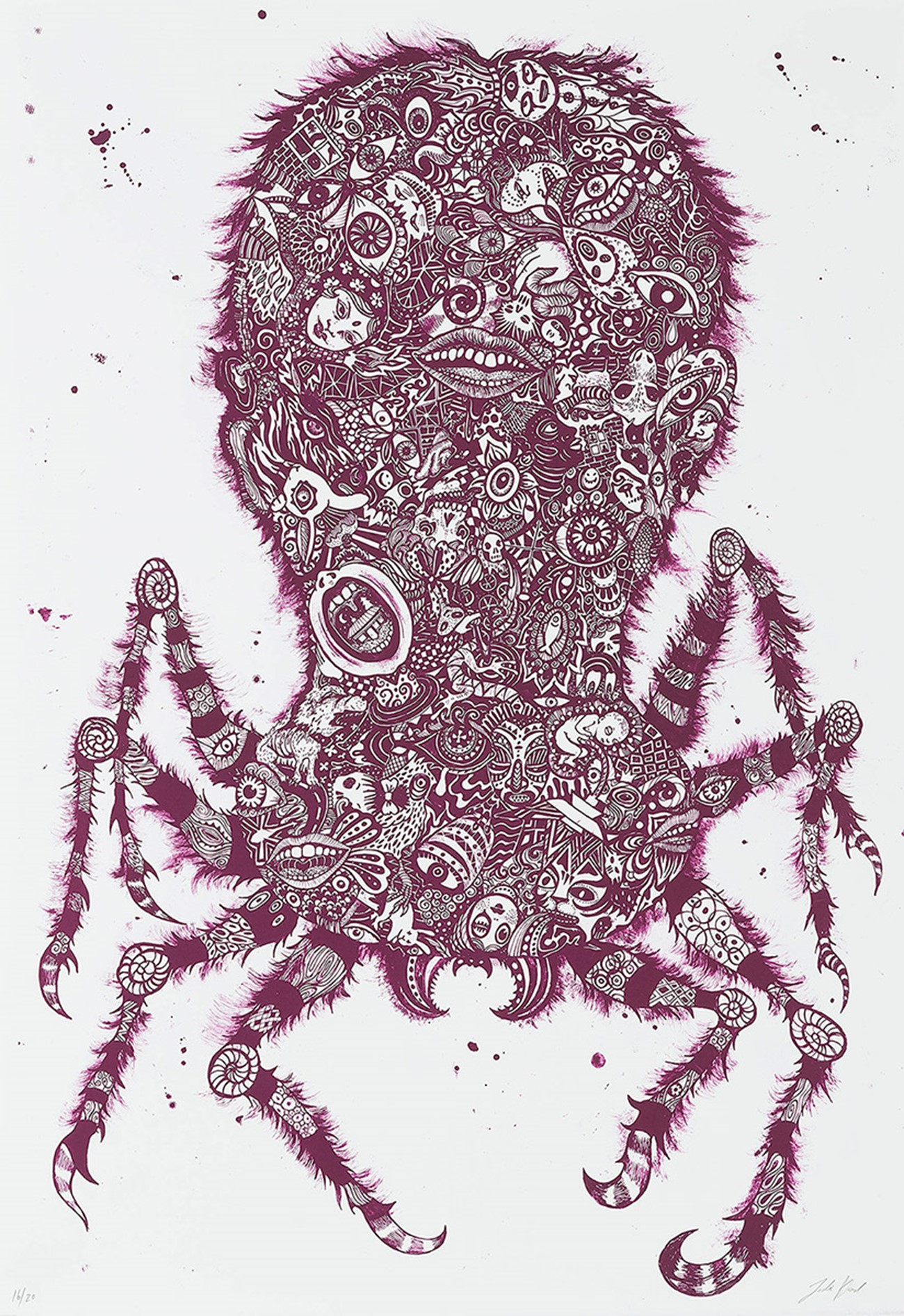 Common House Spider (Magenta), 2015, Original lithography printed at Edition Copenhagen