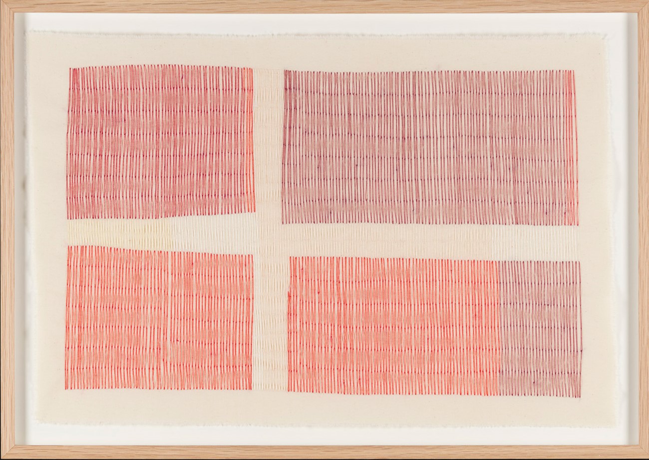 Gudrun Hasle: Flag (33), 2011-16, Embroidery on textile, 50.5 x 71.5 cm