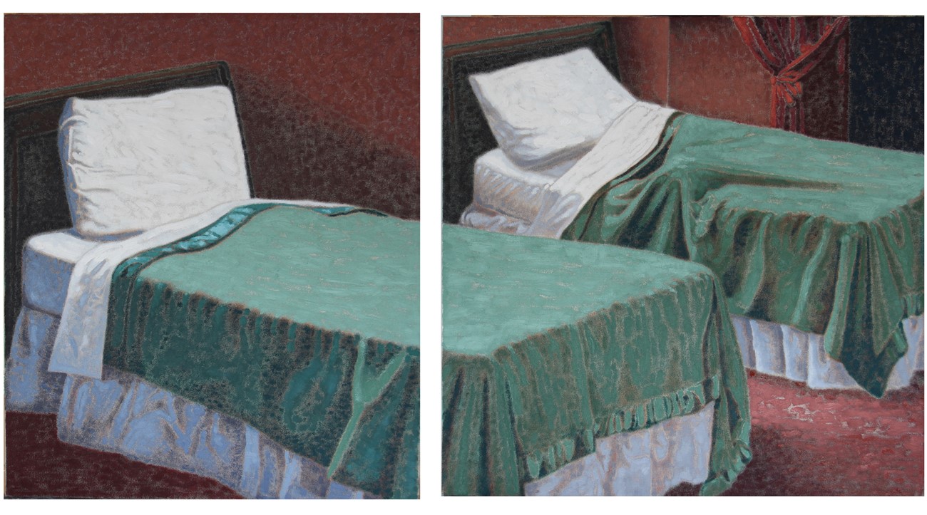 Ahmad Siyar Qasimi : Silent Room, 2016, Oil on canvas , 70 x 130 cm