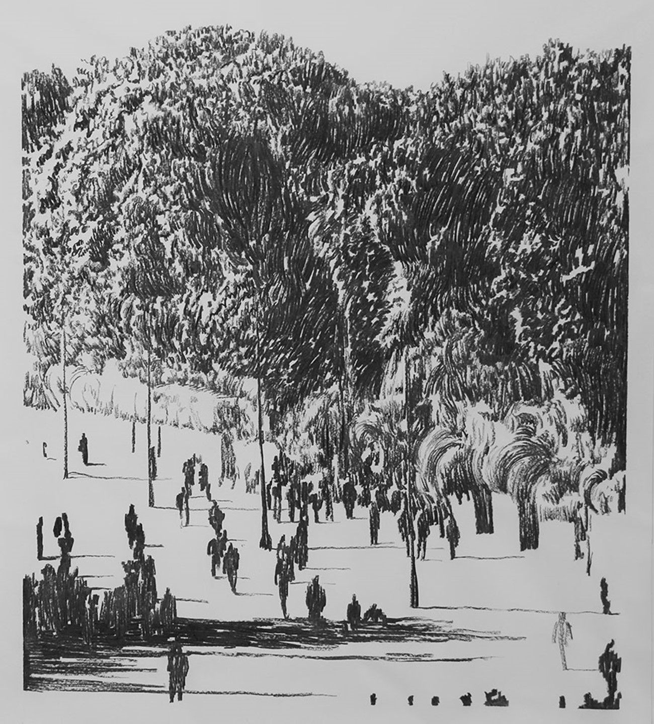 Ahmad Siyar Qasimi: Holiday I, 2017, Charcoal on paper, 150 x 135.5 cm