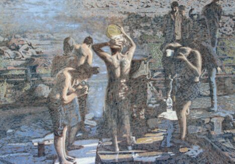 Ahmad Siyar Qasimi: The Boys love to sing (detail), 2017, Oil on canvas, 148 x 210 cm