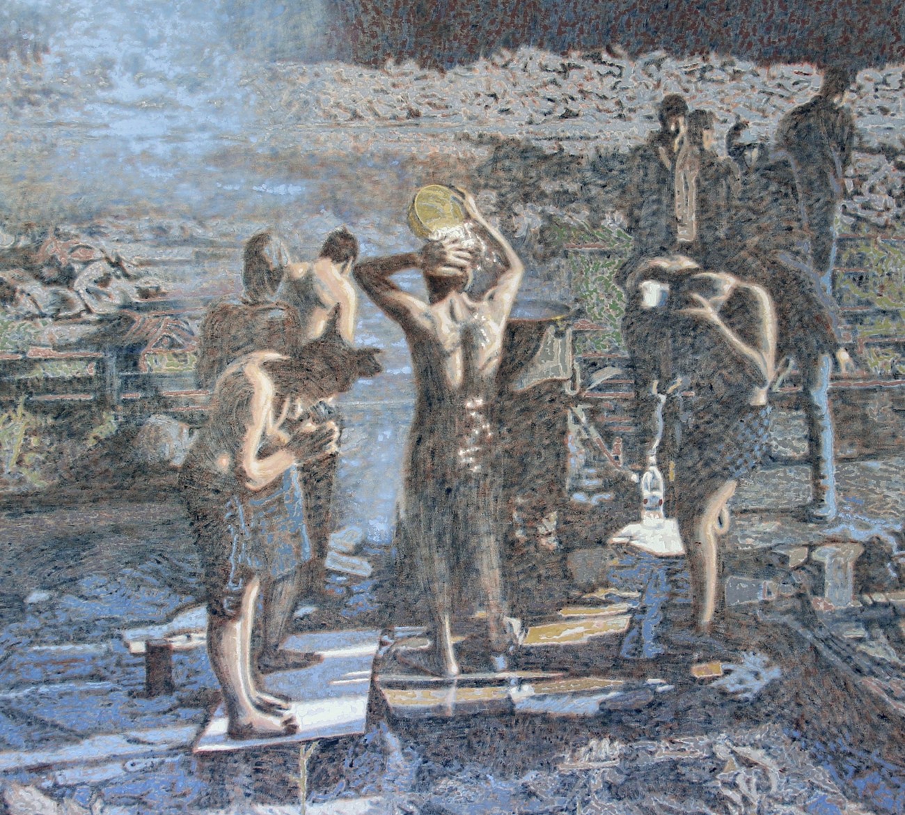 Ahmad Siyar Qasimi: The Boys love to sing (detail), 2017, Oil on canvas, 148 x 210 cm