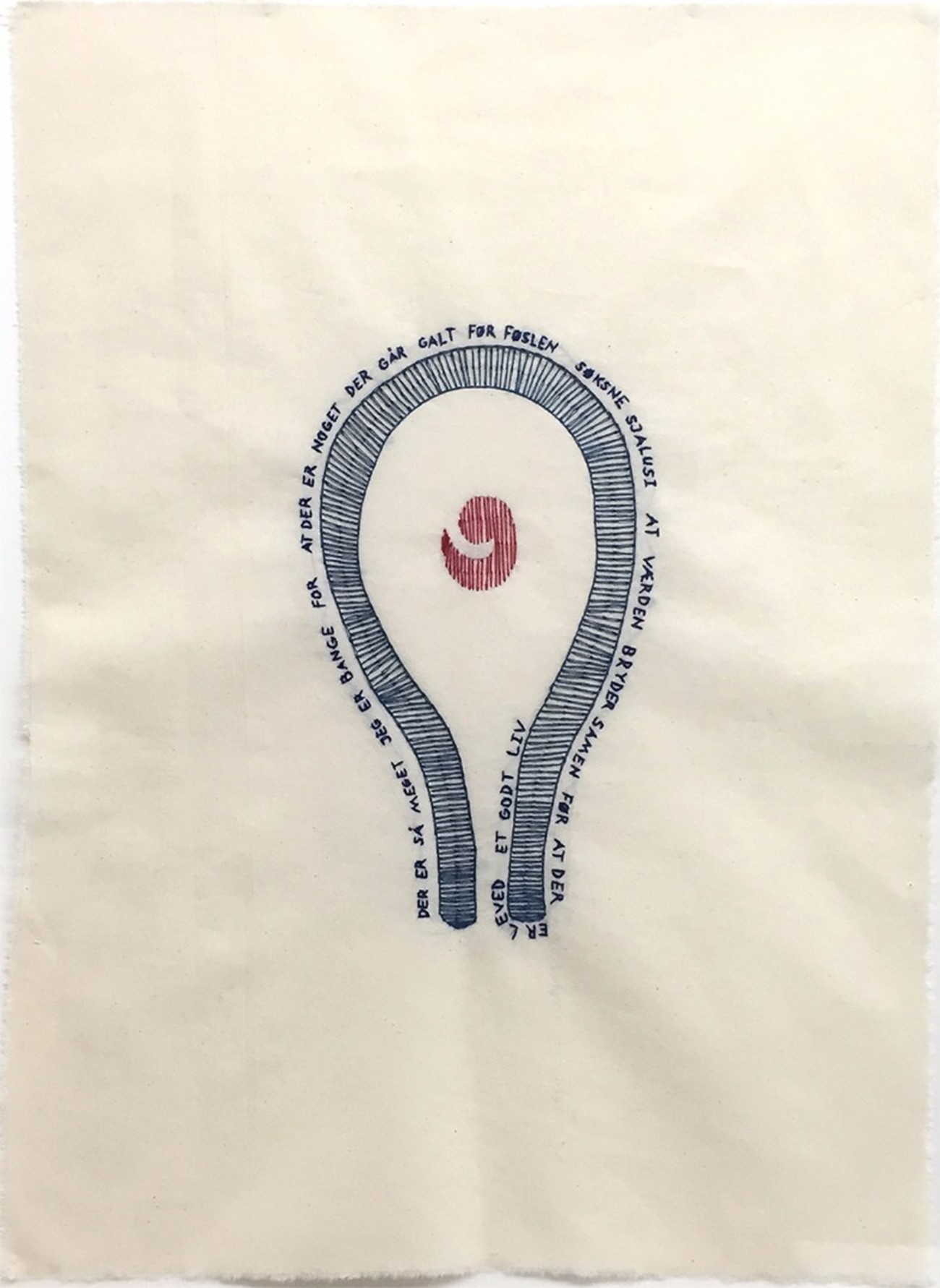 Gudrun Hasle: Der er så meget jeg er bange for, 2015, Embroidery on canvas, 59 x 47 cm
