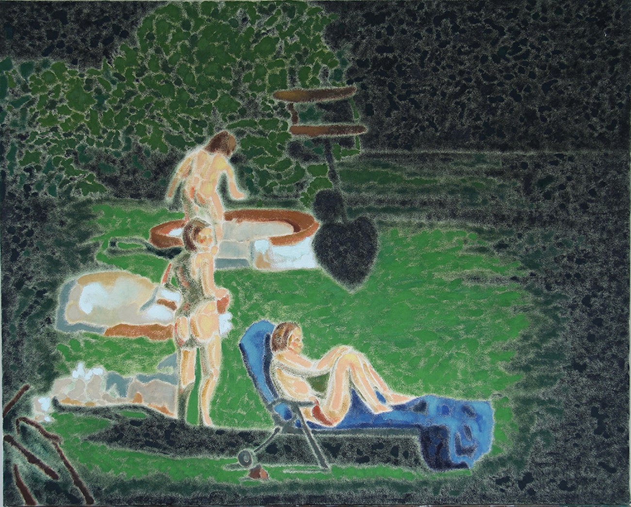 Ahmad Siyar Qasimi: Three Sisters, 2015, Oil on canvas, 56 x 79 cm