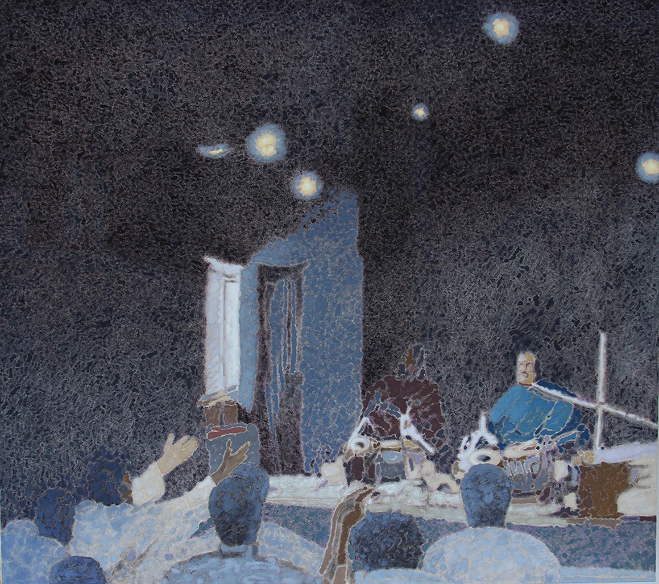Ahmad Siyar Qasimi: House of Recitation, 2015, Oil on canvas , 100 x 113 cm