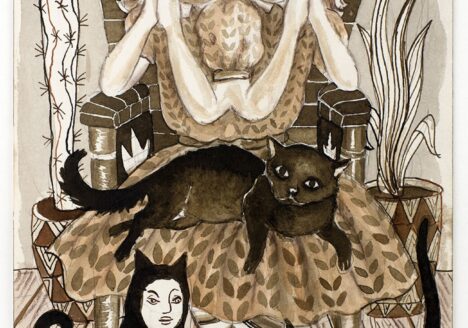 Julie Nord: Small Brown Drawing (Siamese Twins), 2016, Marker, acrylic ink, pencil and pastel crayon on paper, 26 x 18 cm