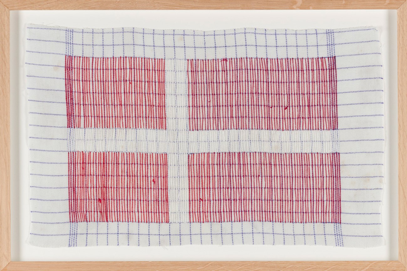 Gudrun Hasle : Flag (25), 2011-16, Embroidery on textile, 37.5 x 56 cm