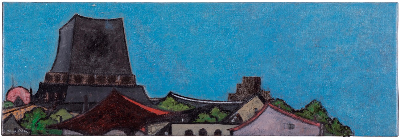 Knud Odde: The City II, 2016, oil on canvas, 24 x 70 cm