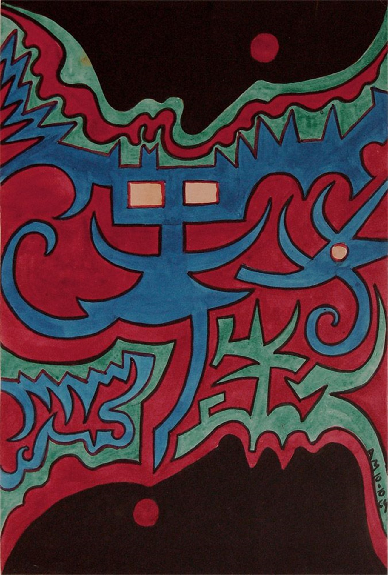 Albert Mertz: Lygtepigens dans i natten, 1964, Gouache on paper, 32 x 24 cm