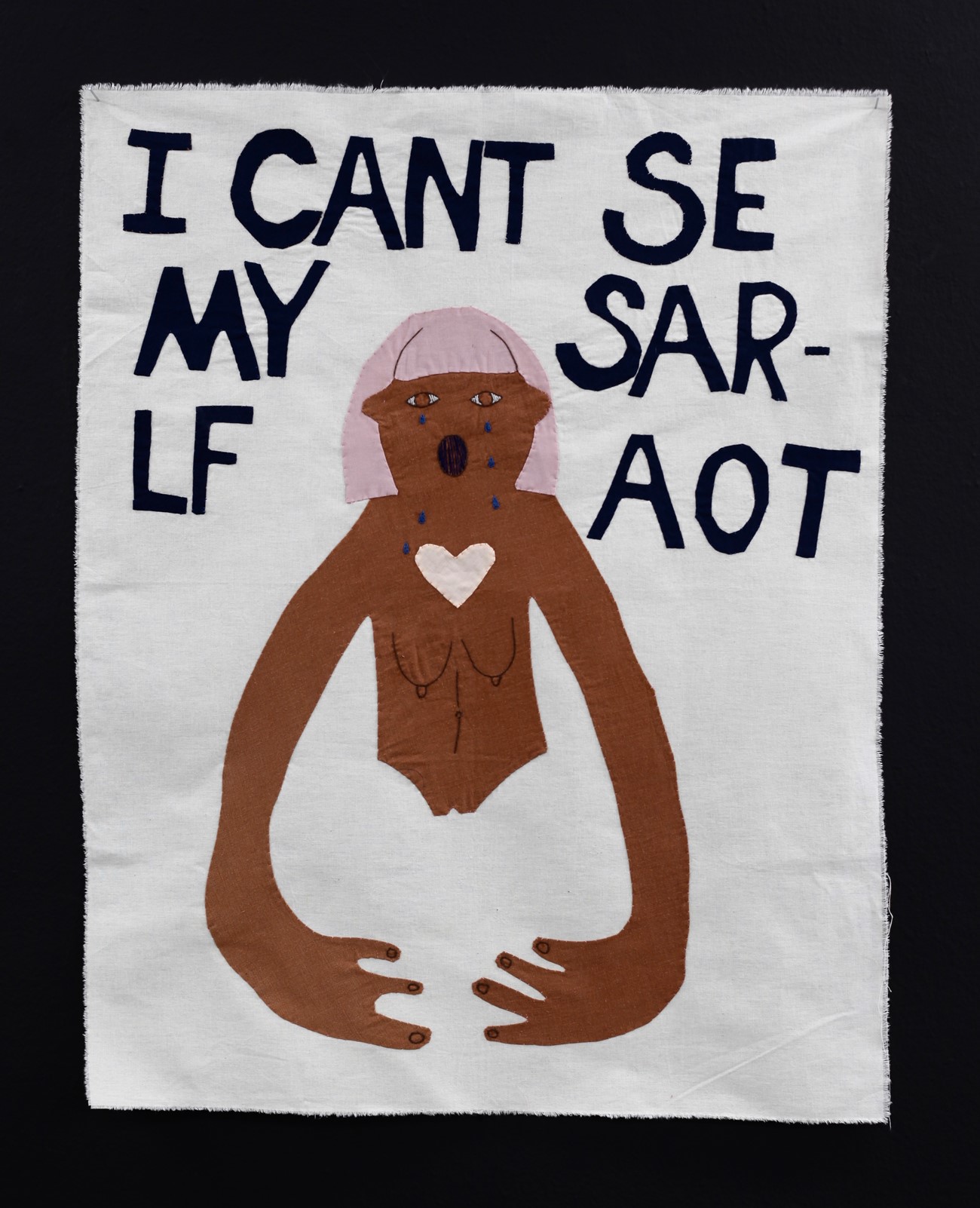 Gudrun Hasle: I cant se my sarlf aot, 2018, Embroidery on textile, 80 x 63 cm