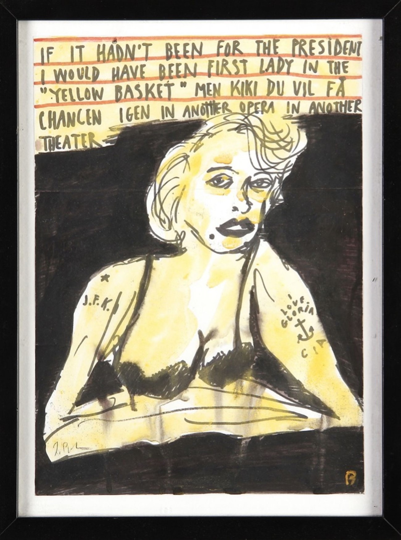 Jens Birkemose: If it hadn't been for the President, Ink, watercolor and gouache on paper, 29.5 x 20.8 cm