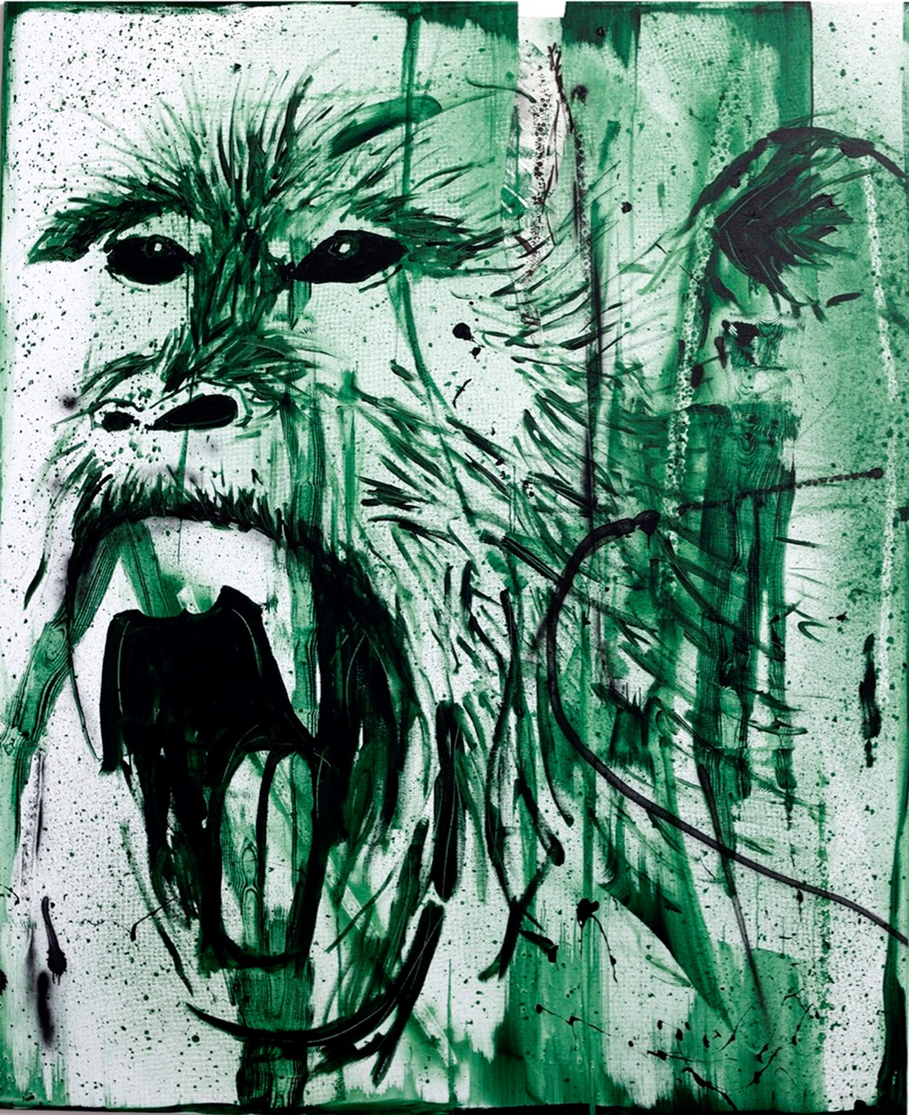 Claus Carstensen: Grønt net, 2017, Acrylic and spray paint on canvas, 220 x 180 cm
