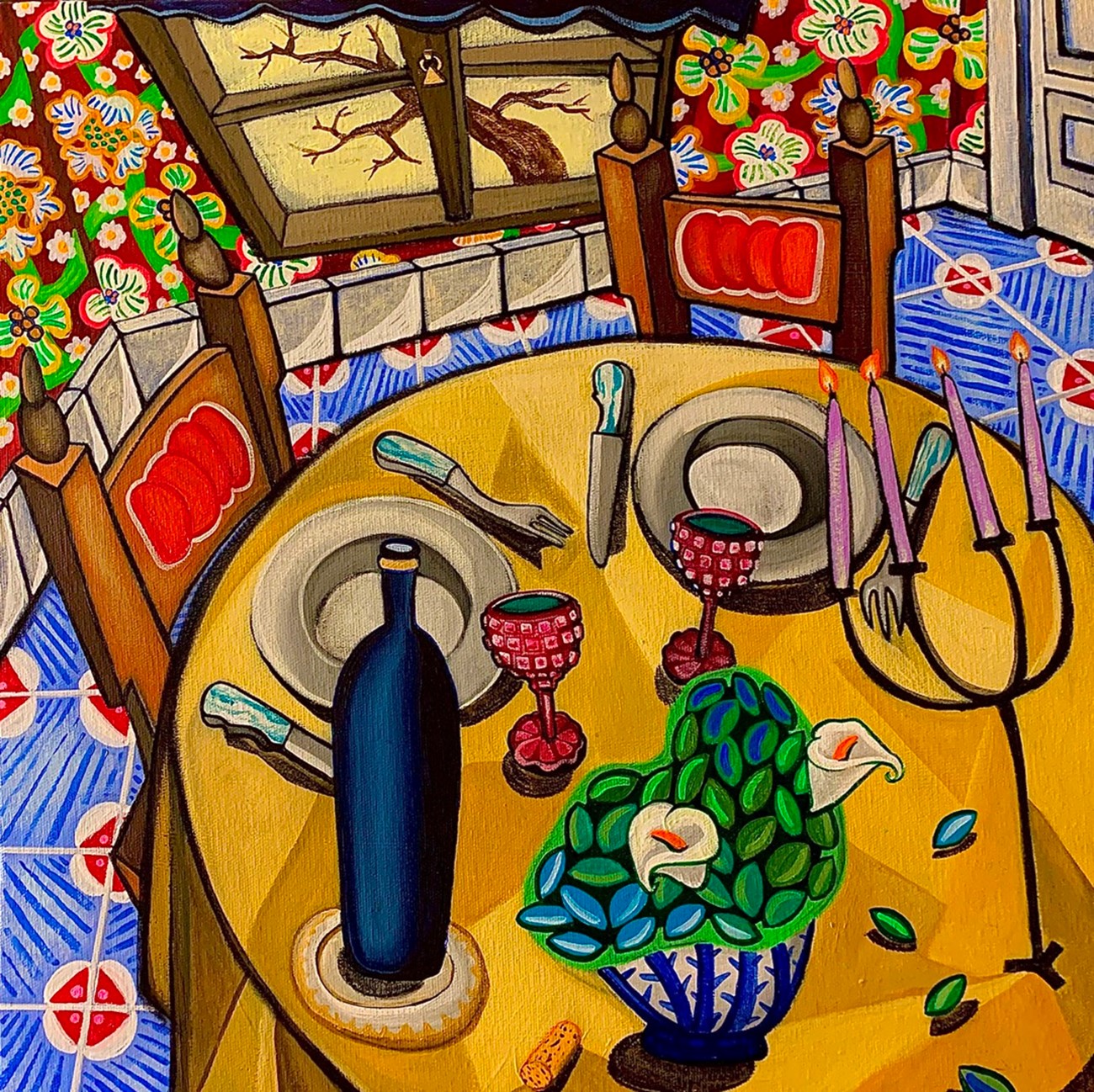 Carlos Álvarez Las Heras: Dying for love (Muerte de Amor), 2020, Acrylic on canvas, 40 x 40 cm
