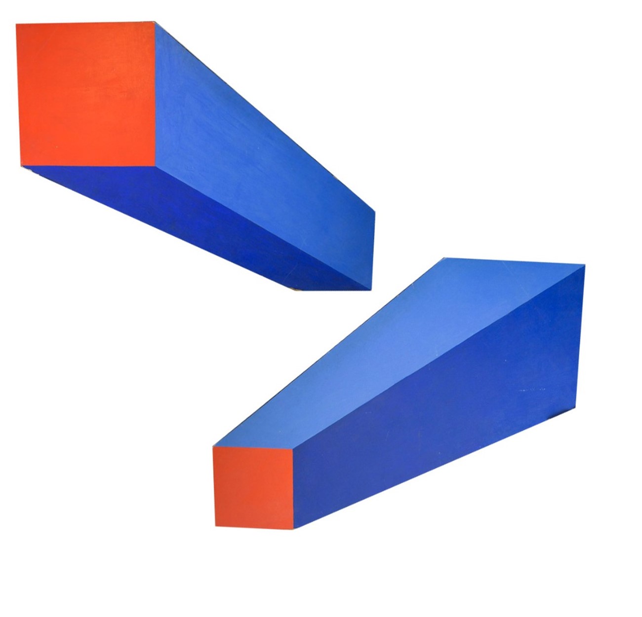 Svævende Rumkasse (2), 1968, Painted cardboard, 124 x 60 x 60 x 132 x 34 x 36 cm