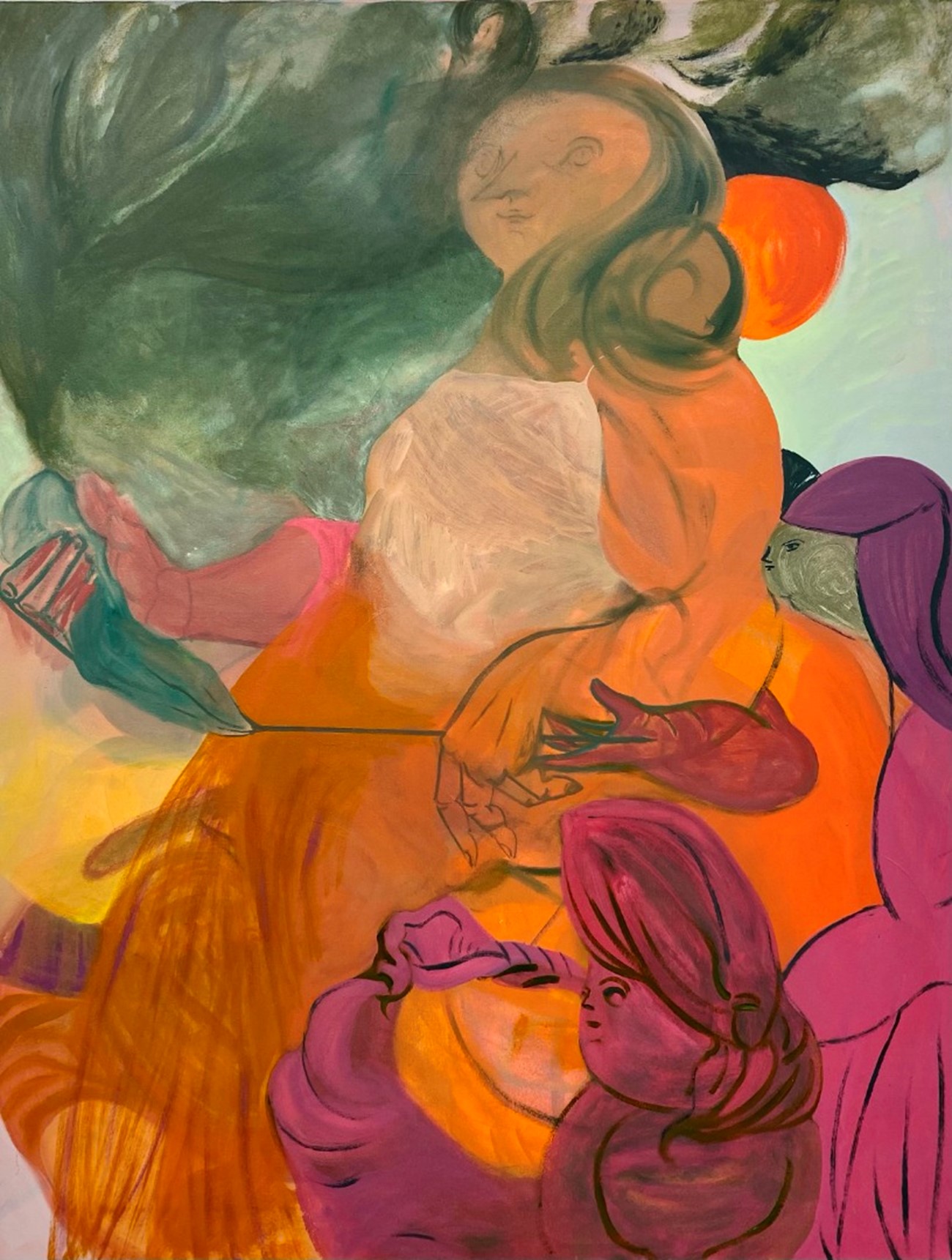 Anna Ilsley, The pleated skirt of the housekeeper, 2022, oil on canvas 131 x 100