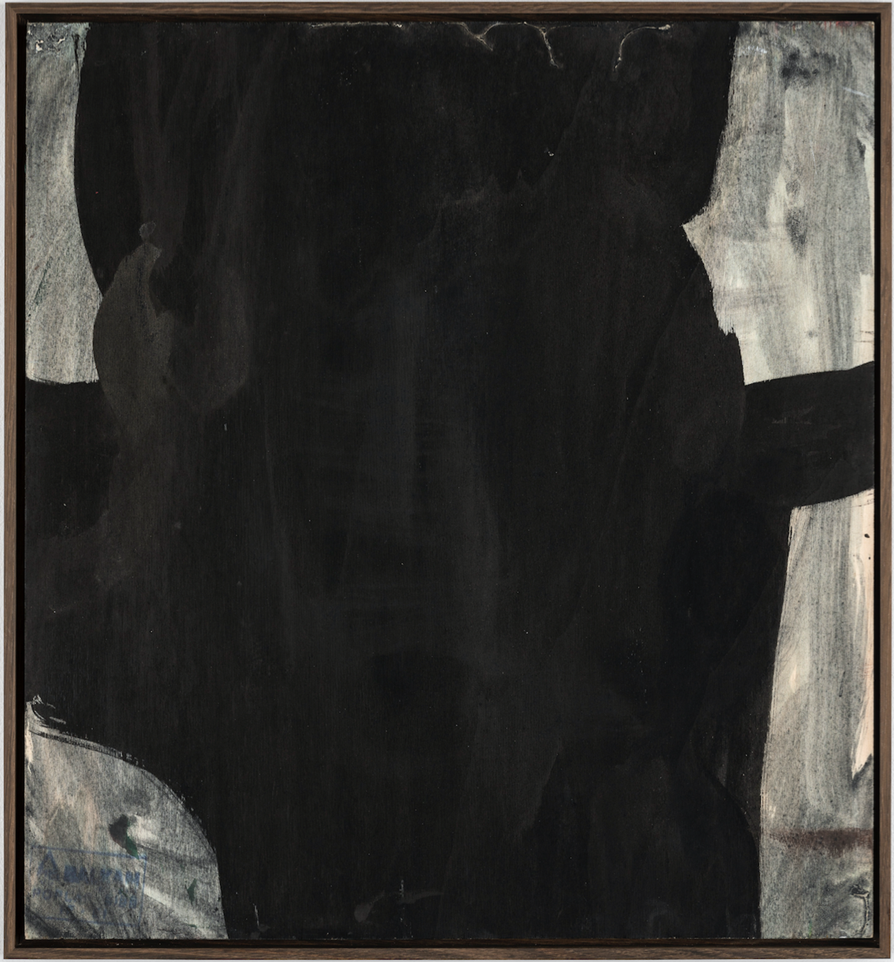 Claus Carstensen: Balkan Poplar/kors, 1991. Indian ink on plywood board, 54 x 49,5 cm.