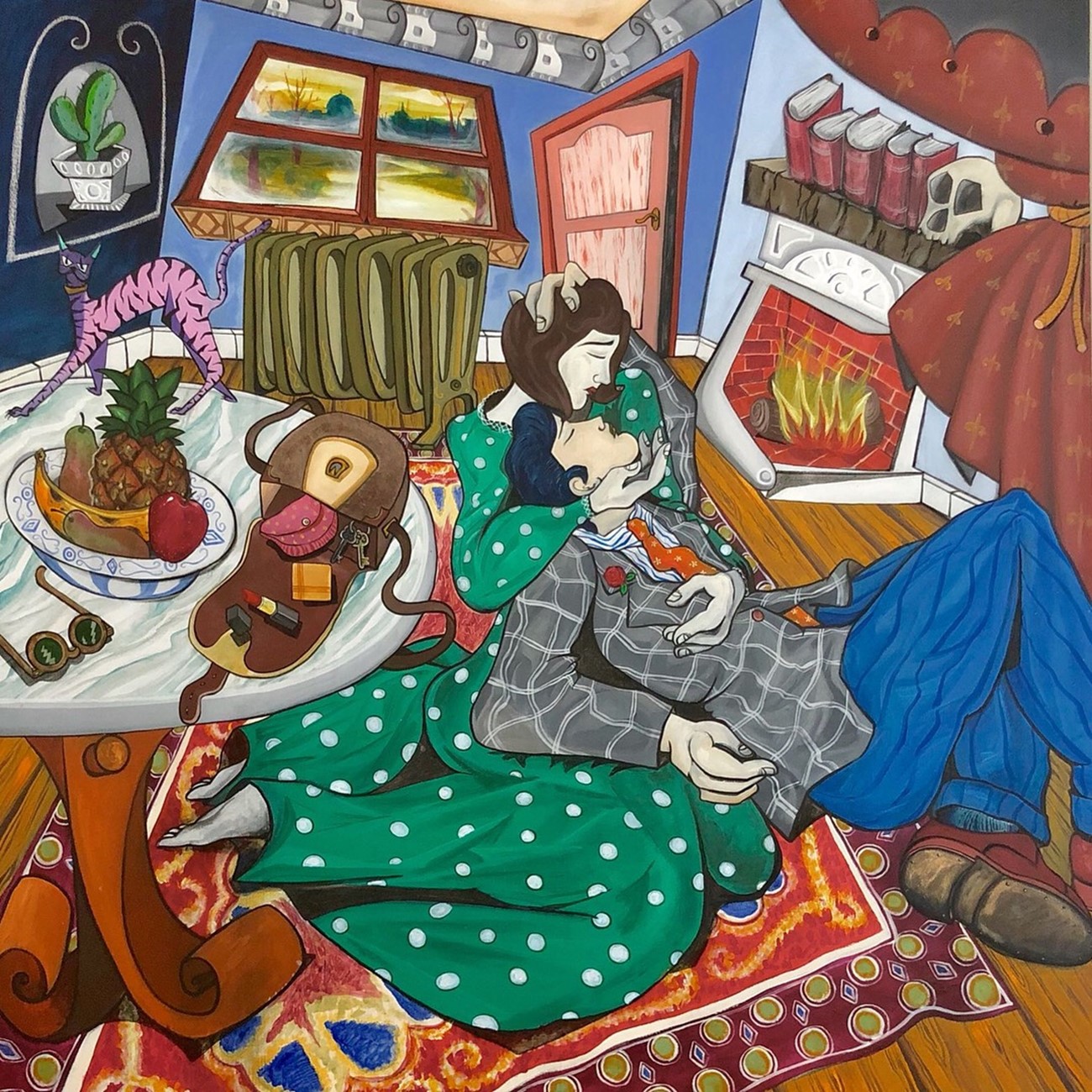 The attraction of fire, 2018, Acrylics on canvas, 150 x 150 cm.