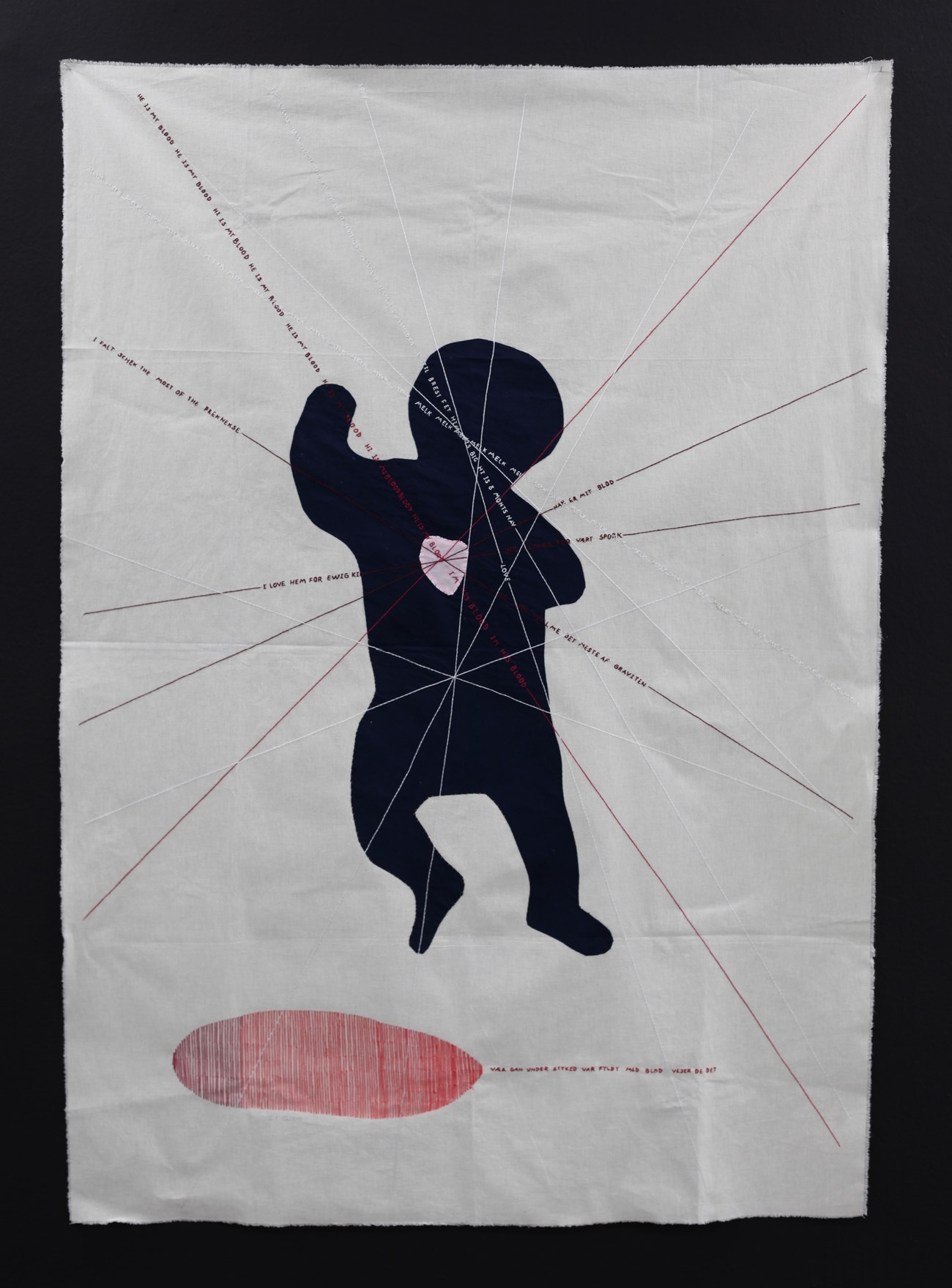 Gudrun Hasle: Baby borig, 2016, Embroidery on textile, 140 x 99 cm