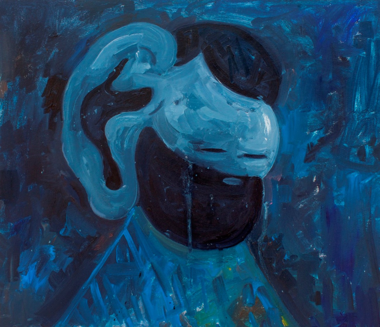 Amir Khojasteh: Blue Ralf Kopf #2, 2018, Oil on canvas, 35 x 40 cm