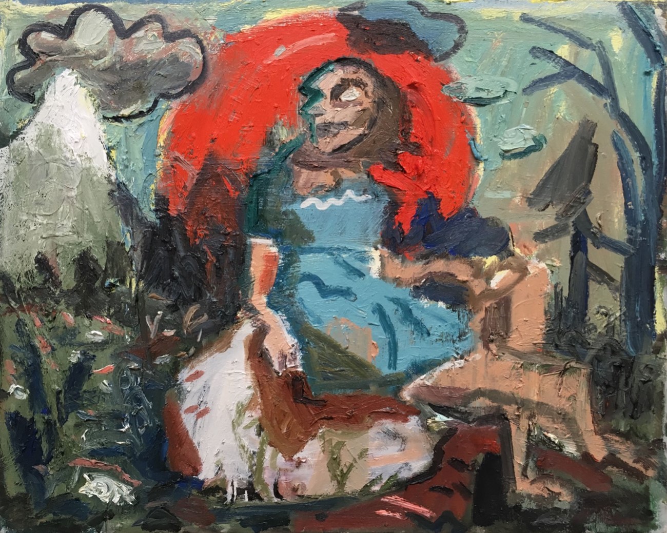 Dan Schein: Red Sun, 2019, Oil on canvas, 61.5 x 76 cm