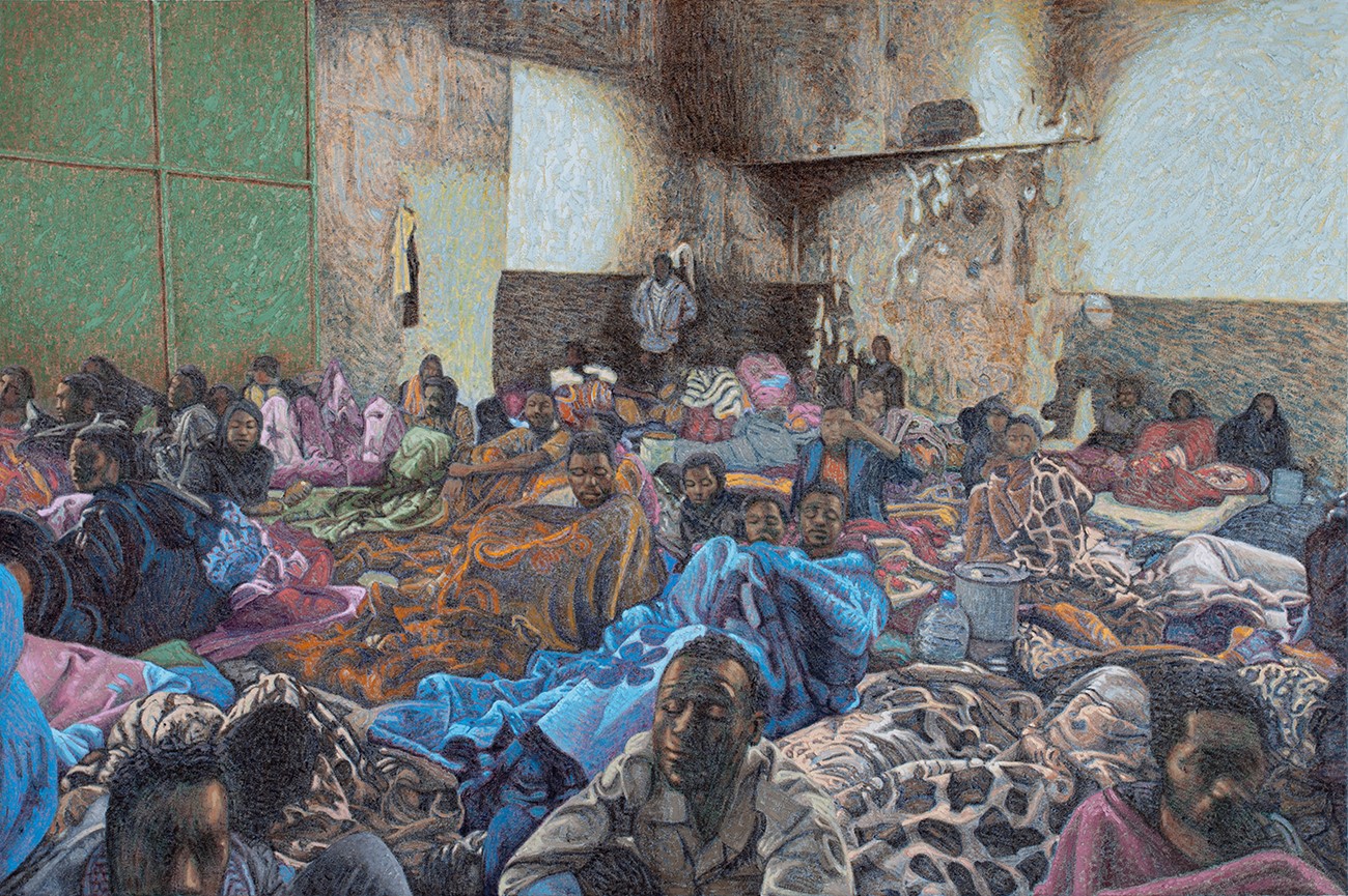 Ahmad Siyar Qasimi: Ophold, 2019, Oil on canvas, 140 x 210 cm. Photo: Kristian Touborg.