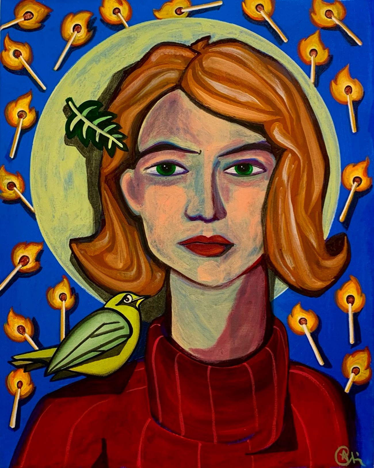 Carlos Álvarez Las Heras: The Martyrdom of Saint Eulalia (Martirio de Santa Olalla), 2020, Acrylic on canvas, 50 x 40 cm