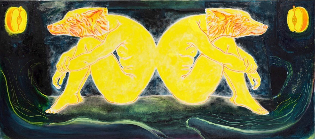 Moonlight, 2022, akryl og olie på lærred, 80 x 180 cm