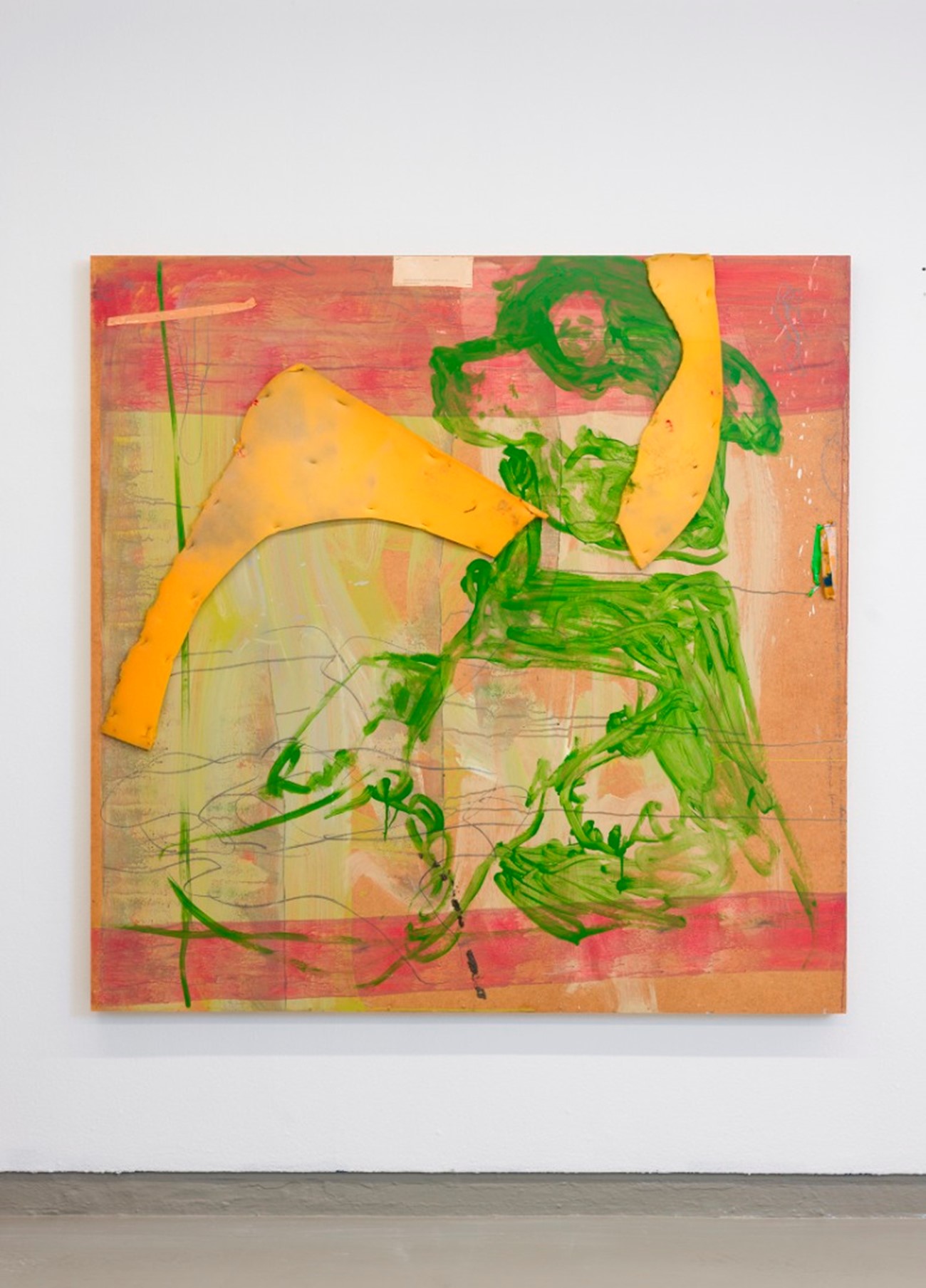 Læsestykke (APO-Apoteose), 1987, akryl, skumgummi og collage på masonit 150 x 150 cm