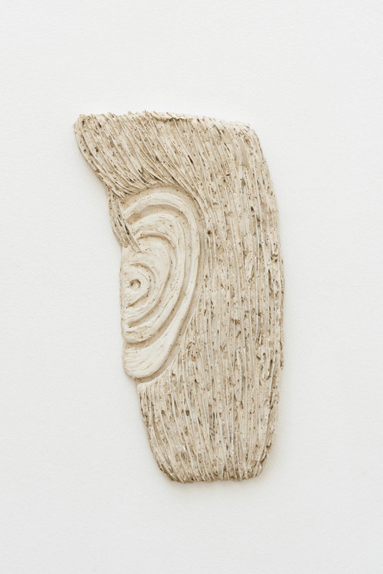 Lydia Hauge Sølvbjerg: Tegnet Øre, 2017, Plaster, casted in clay, 48 x 25 x 3,5 cm. Photo: David Stjernholm. Courtesy Bianca D' Alessandro