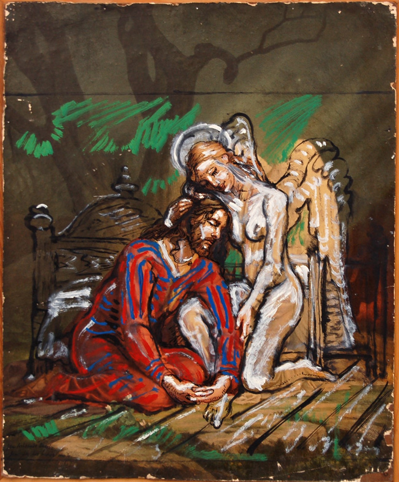 Richard Winther: Untitled (1), 1978, Modification on Carl-Bloch lithography, 55 x 46 cm